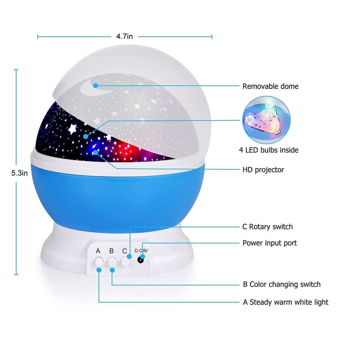 Star Projector Night Light (Assorted Color)